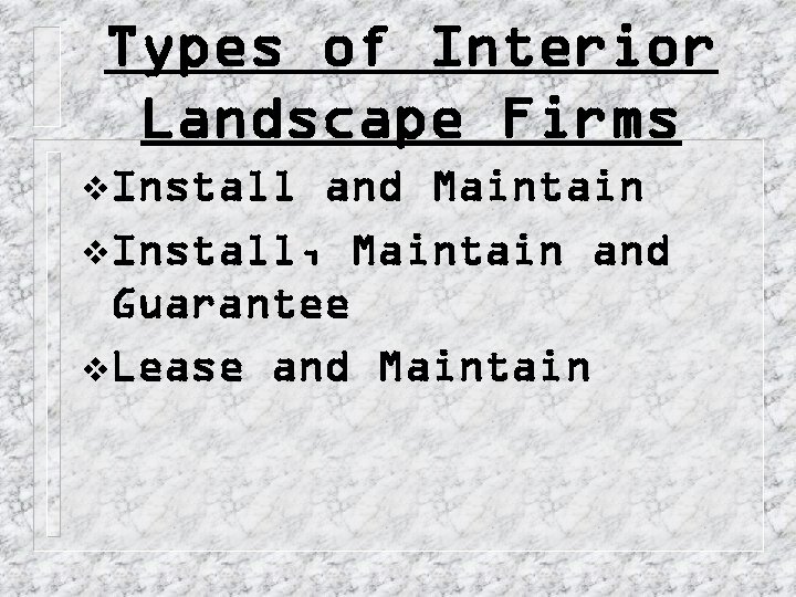 Types of Interior Landscape Firms v. Install and Maintain v. Install, Maintain and Guarantee