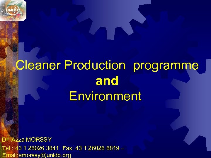 Cleaner Production programme and Environment Dr. Azza MORSSY Tel : 43 1 26026 3841