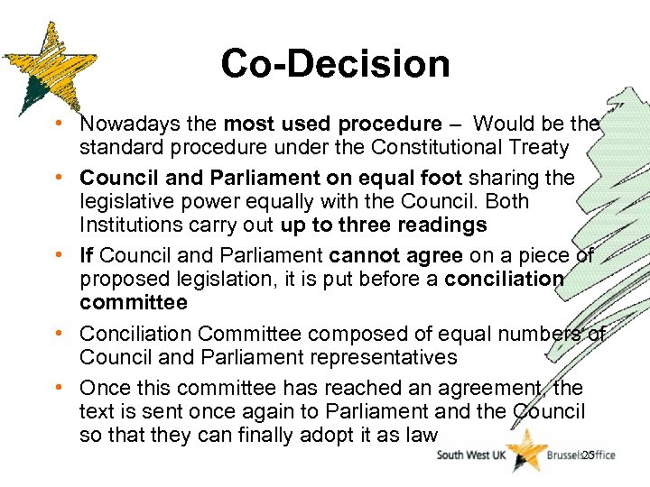 Co-Decision • Nowadays the most used procedure – Would be the standard procedure under