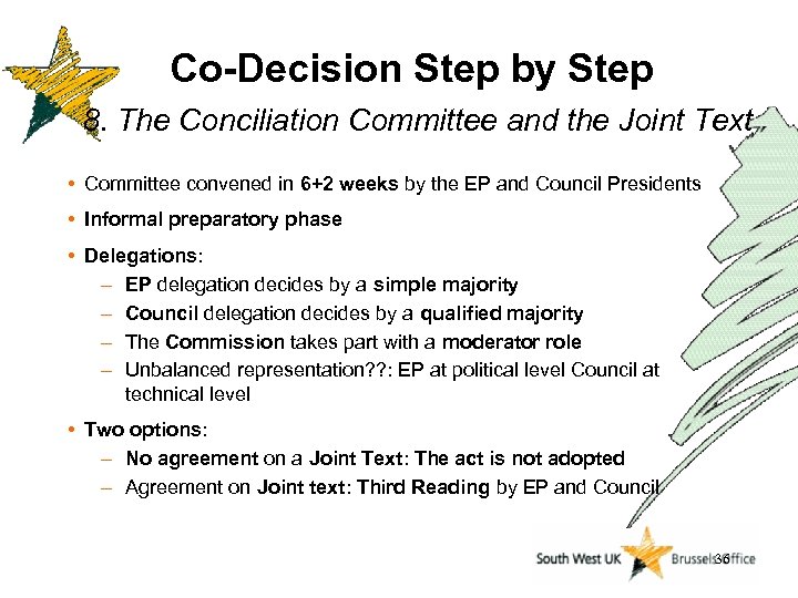Co-Decision Step by Step 8. The Conciliation Committee and the Joint Text • Committee