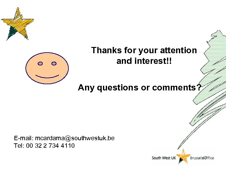 Thanks for your attention and interest!! Any questions or comments? E-mail: mcardama@southwestuk. be Tel: