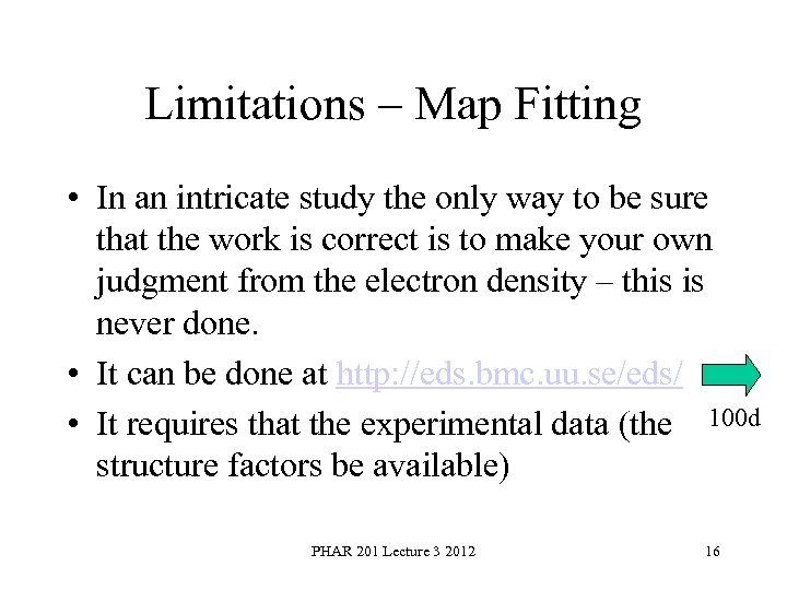 Limitations – Map Fitting • In an intricate study the only way to be