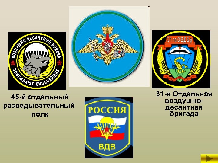 45 -й отдельный разведывательный полк 31 -я Отдельная воздушнодесантная бригада 