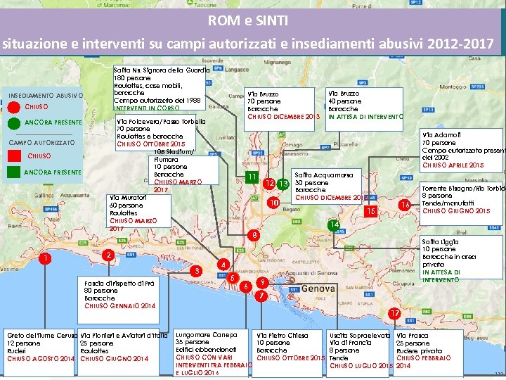 ROM e SINTI situazione e interventi su campi autorizzati e insediamenti abusivi 2012 -2017