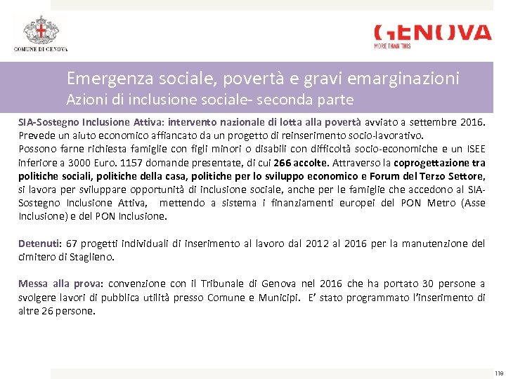 Emergenza sociale, povertà e gravi emarginazioni Azioni di inclusione sociale- seconda parte SIA-Sostegno Inclusione