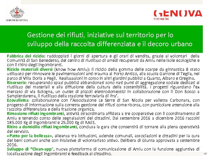 Gestione dei rifiuti, iniziative sul territorio per lo sviluppo della raccolta differenziata e il