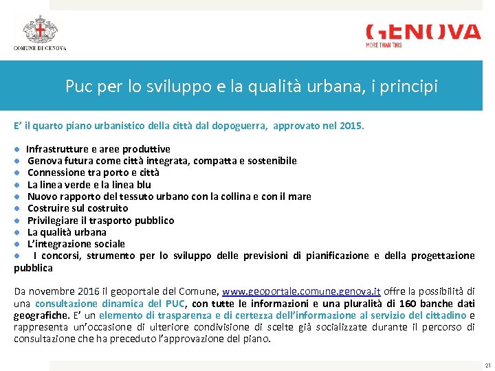 Puc per lo sviluppo e la qualità urbana, i principi E’ il quarto piano