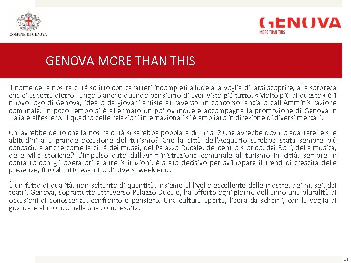 GENOVA MORE THAN THIS Il nome della nostra città scritto con caratteri incompleti allude