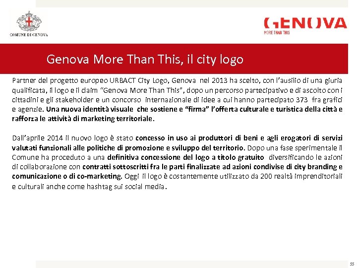 Genova More Than This, il city logo Partner del progetto europeo URBACT City Logo,