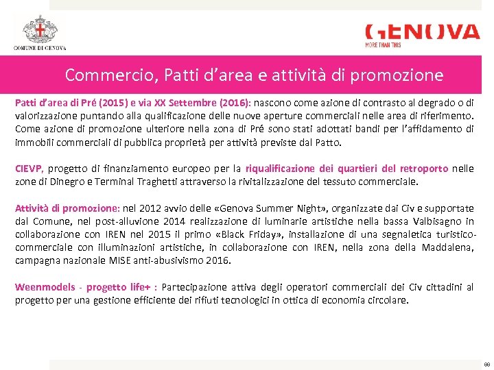 Commercio, Patti d’area e attività di promozione Patti d’area di Pré (2015) e via