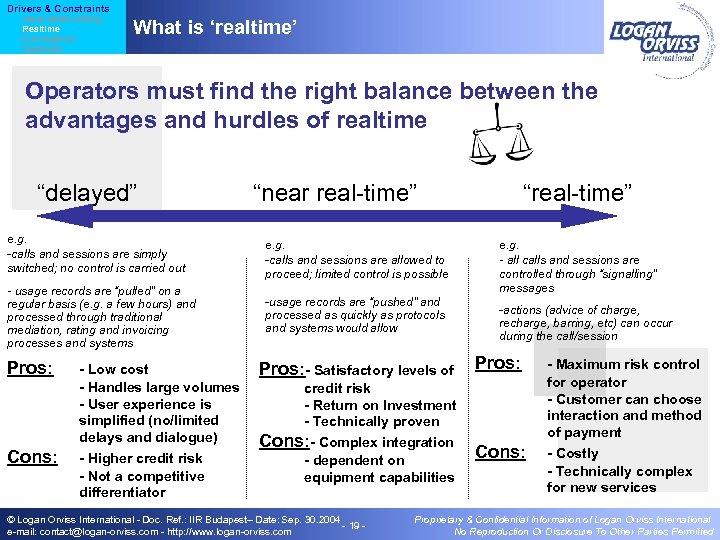Drivers & Constraints Value based pricing Realtime Convergence Openness What is ‘realtime’ Operators must