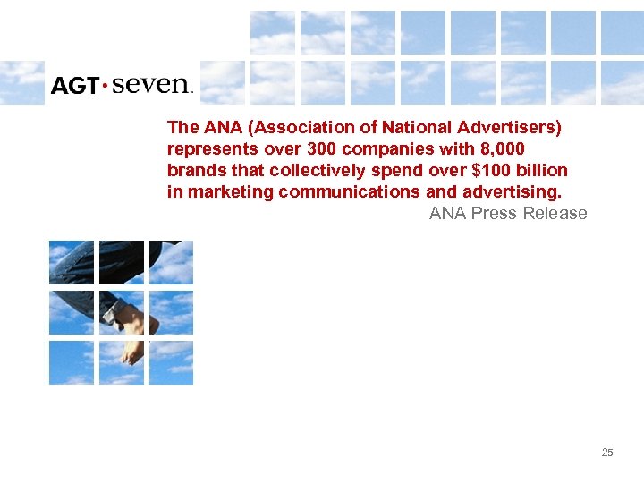 The ANA (Association of National Advertisers) represents over 300 companies with 8, 000 brands