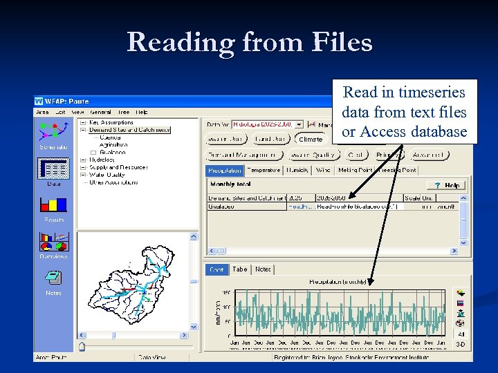 Reading from Files Read in timeseries data from text files or Access database 