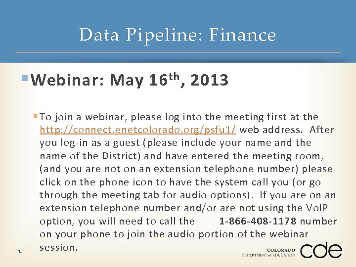 Data Pipeline: Finance § Webinar: May 16 th , 2013 § To join a