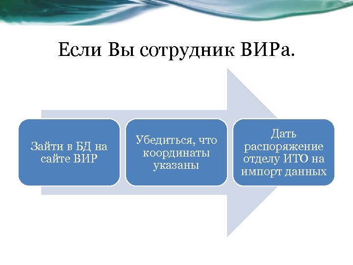 Если Вы сотрудник ВИРа. Зайти в БД на сайте ВИР Убедиться, что координаты указаны