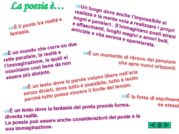 La poesia è… Un l uo realizz go dove an a c sogni e