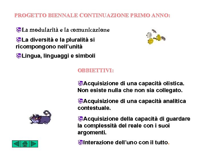 PROGETTO BIENNALE CONTINUAZIONE PRIMO ANNO: ¨La modularità e la comunicazione ¨La diversità e la