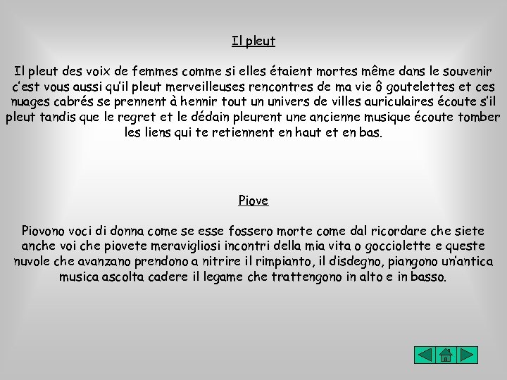 Il pleut des voix de femmes comme si elles étaient mortes même dans le