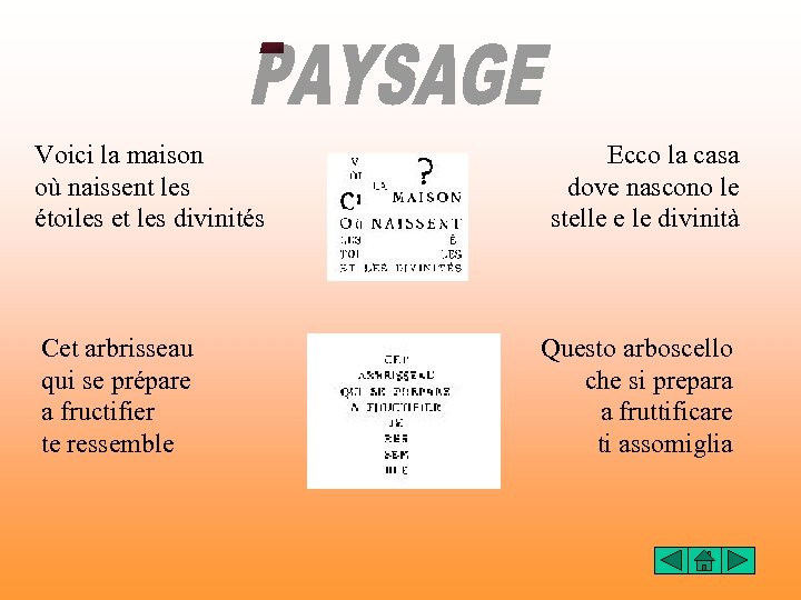 Voici la maison où naissent les étoiles et les divinités Cet arbrisseau qui se