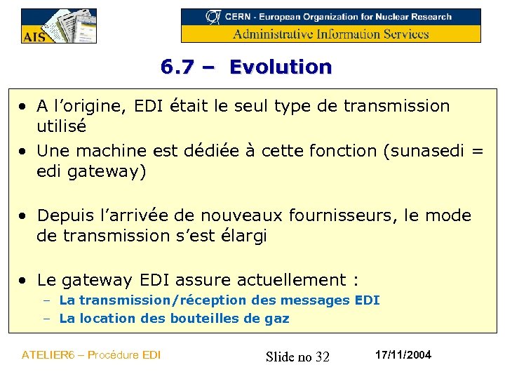 6. 7 – Evolution • A l’origine, EDI était le seul type de transmission