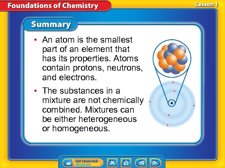 • An atom is the smallest part of an element that has its