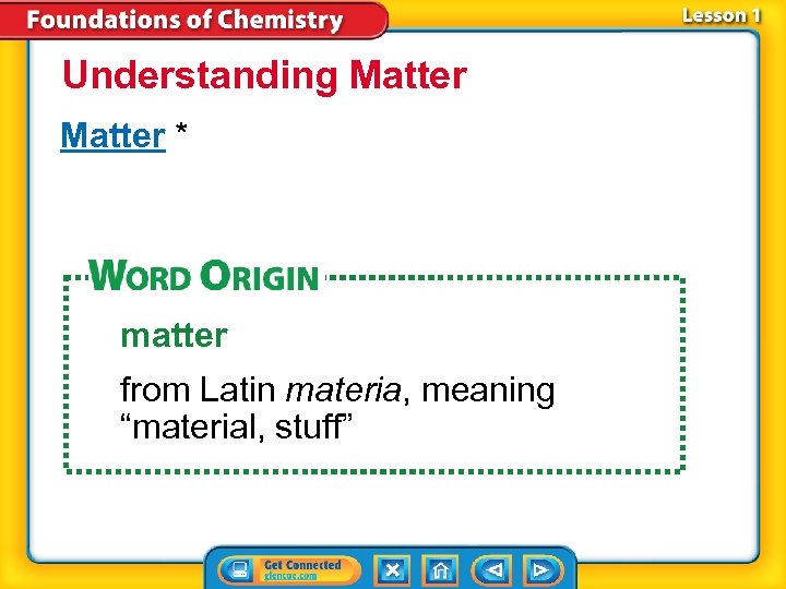 Understanding Matter * matter from Latin materia, meaning “material, stuff” 