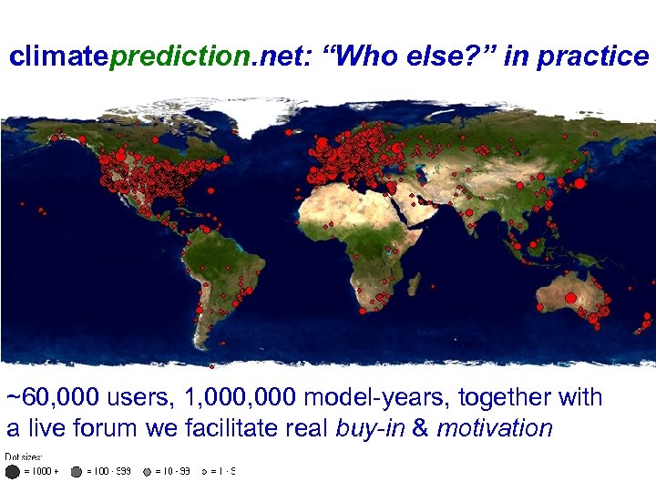 climateprediction. net: “Who else? ” in practice ~60, 000 users, 1, 000 model-years, together
