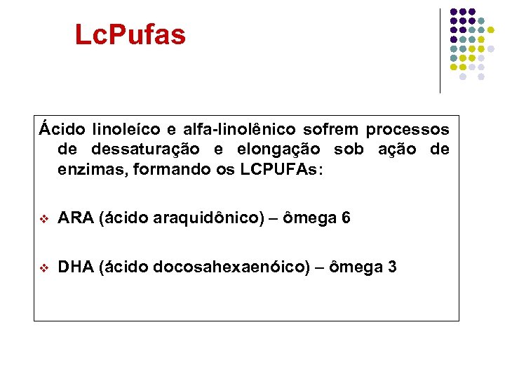 Lc. Pufas Ácido linoleíco e alfa-linolênico sofrem processos de dessaturação e elongação sob ação