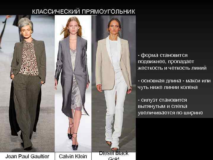 КЛАССИЧЕСКИЙ ПРЯМОУГОЛЬНИК - форма становится подвижнее, пропадает жесткость и четкость линий - основная длина