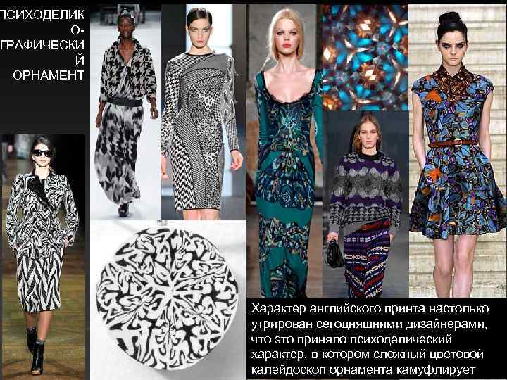 ПСИХОДЕЛИК ОГРАФИЧЕСКИ Й ОРНАМЕНТ Характер английского принта настолько утрирован сегодняшними дизайнерами, что это приняло