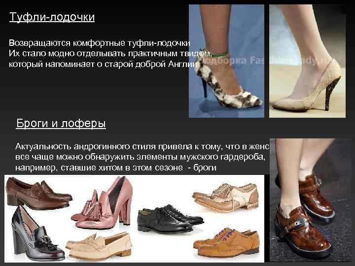 Туфли-лодочки Возвращаются комфортные туфли-лодочки Их стало модно отделывать практичным твидом, который напоминает о старой