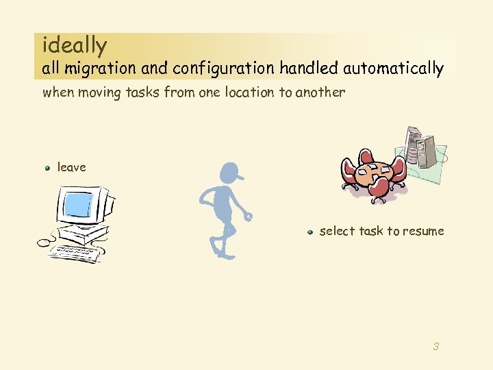 ideally all migration and configuration handled automatically when moving tasks from one location to