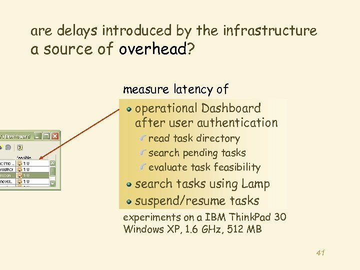 are delays introduced by the infrastructure a source of overhead? measure latency of operational