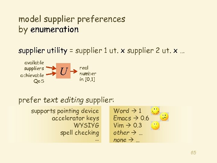 model supplier preferences by enumeration supplier utility = supplier 1 ut. x supplier 2
