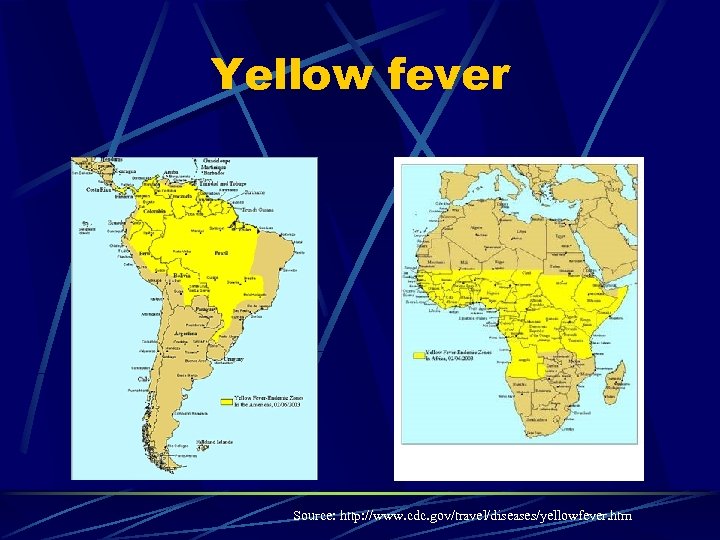 Yellow fever Source: http: //www. cdc. gov/travel/diseases/yellowfever. htm 