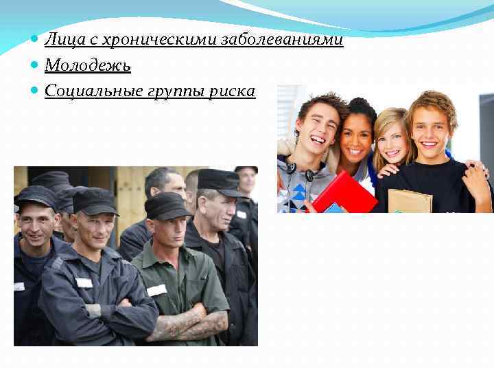 Лица с хроническими заболеваниями Молодежь Социальные группы риска 