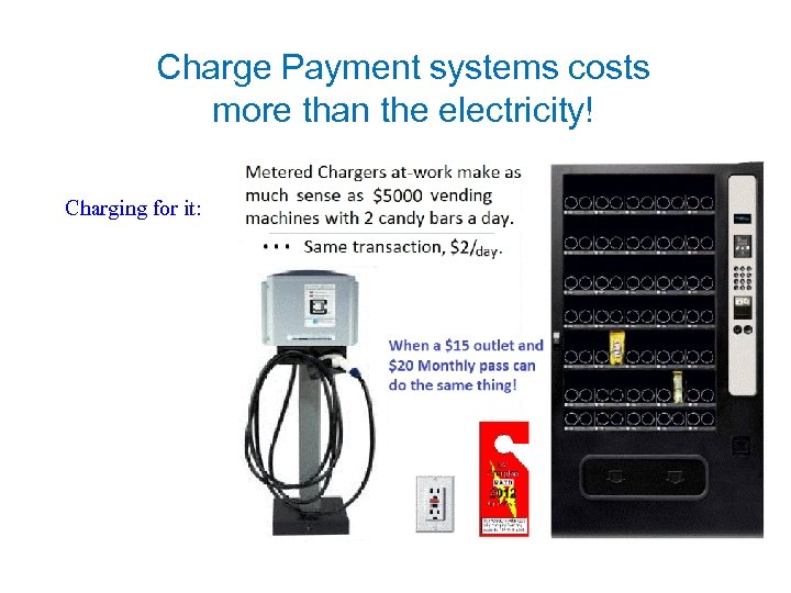 Charge Payment systems costs more than the electricity! Charging for it: 