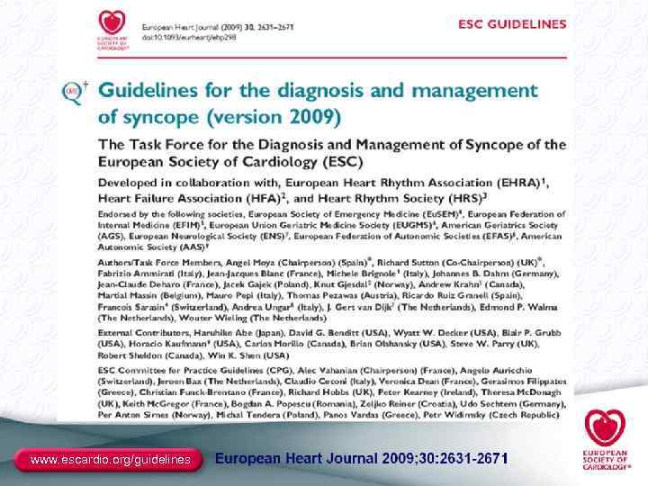 www. escardio. org/guidelines 