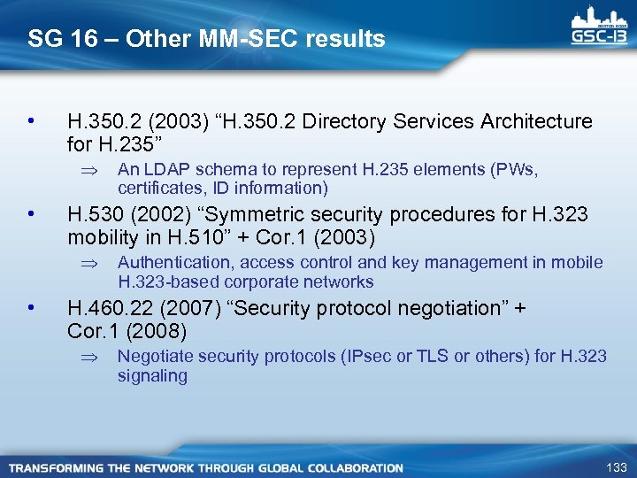 SG 16 – Other MM-SEC results • H. 350. 2 (2003) “H. 350. 2