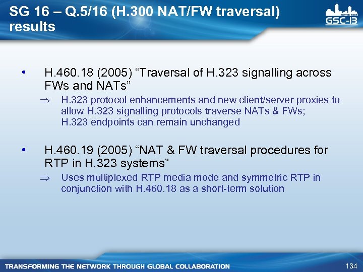 SG 16 – Q. 5/16 (H. 300 NAT/FW traversal) results • H. 460. 18