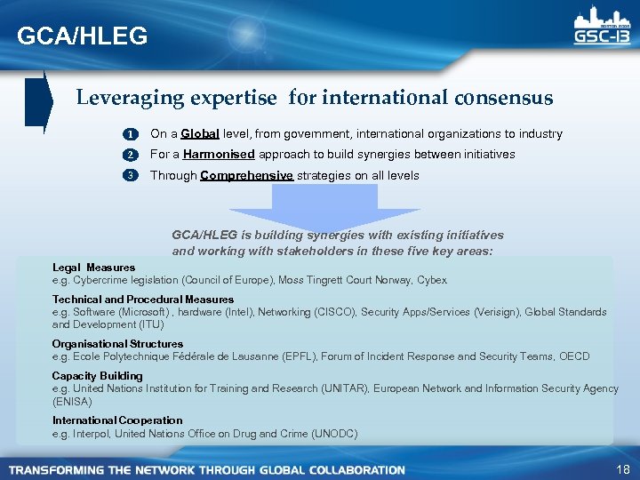 GCA/HLEG Leveraging expertise for international consensus 1 On a Global level, from government, international