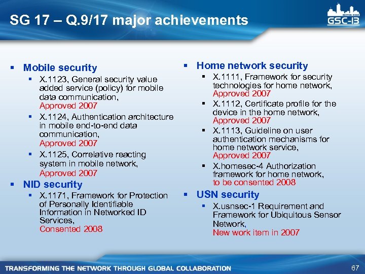 SG 17 – Q. 9/17 major achievements § Mobile security § X. 1123, General