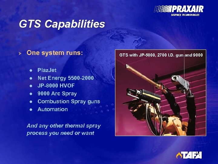 GTS Capabilities Ø One system runs: l l l GTS with JP-5000, 2700 I.
