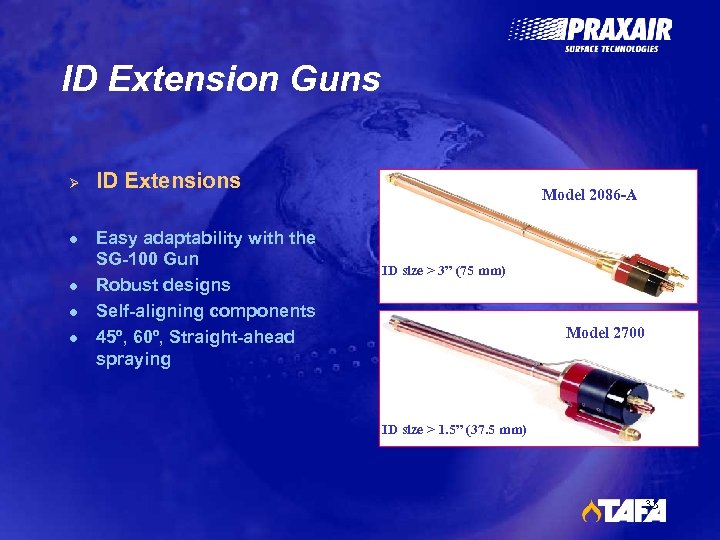 ID Extension Guns Ø l l ID Extensions Easy adaptability with the SG-100 Gun