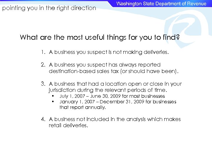 pointing you in the right direction What are the most useful things for you