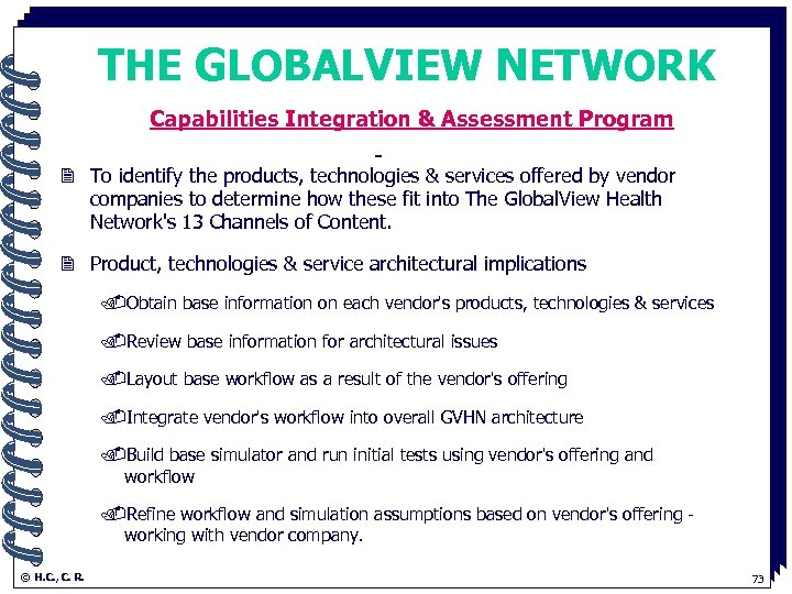 THE GLOBALVIEW NETWORK Capabilities Integration & Assessment Program. 2 To identify the products, technologies