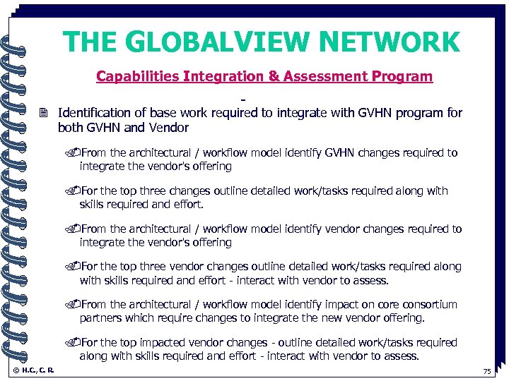 THE GLOBALVIEW NETWORK Capabilities Integration & Assessment Program. 2 Identification of base work required