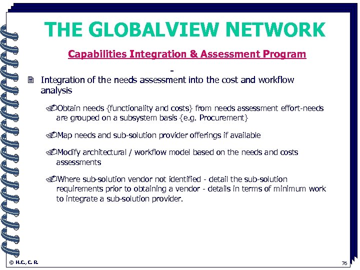 THE GLOBALVIEW NETWORK Capabilities Integration & Assessment Program. 2 Integration of the needs assessment