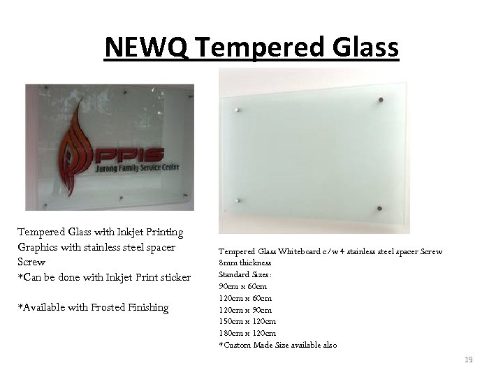 NEWQ Tempered Glass with Inkjet Printing Graphics with stainless steel spacer Screw *Can be