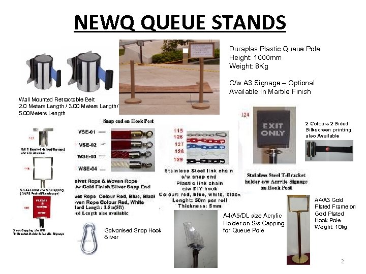 NEWQ QUEUE STANDS Duraplas Plastic Queue Pole Height: 1000 mm Weight: 8 Kg C/w